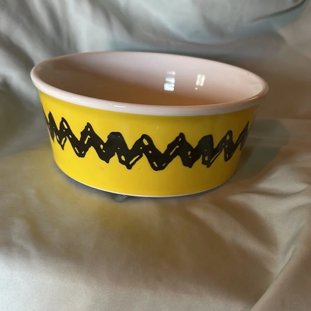 Peanuts Snoopy Pet Food Bowl Charlie Brown Stoneware